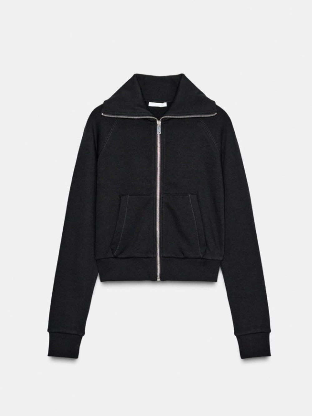 Zara MATCHING SET Black Zip-Front Bomber Jacket and Flared Pants